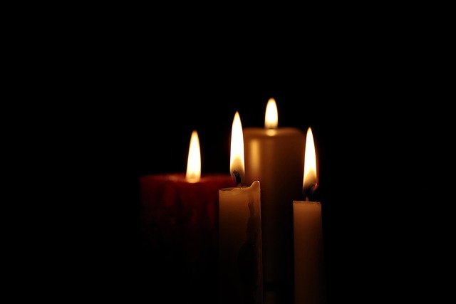 Candles in a dark room